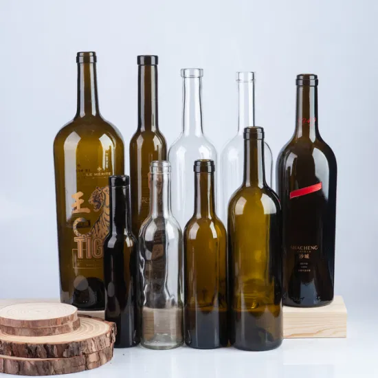 Bottiglia di vino vuota in vetro a forma di bordolese/Bottiglia di vino rosso/Bottiglia di vino in vetro/Bottiglia bordeaux