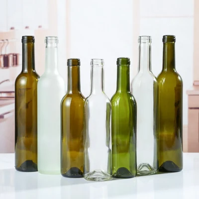 Bottiglie di vino vuote in vetro bordeaux verde antico trasparente di alta qualità da 750 ml